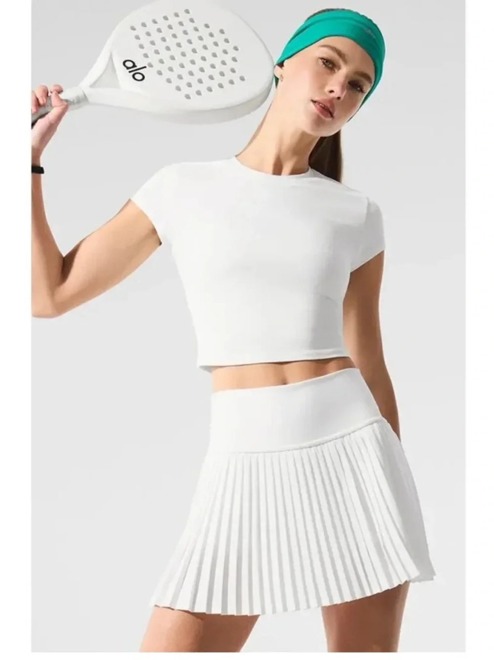 Alo Yoga Grand Slam High-Rise Pleated Tennis Skirt White Size Medium